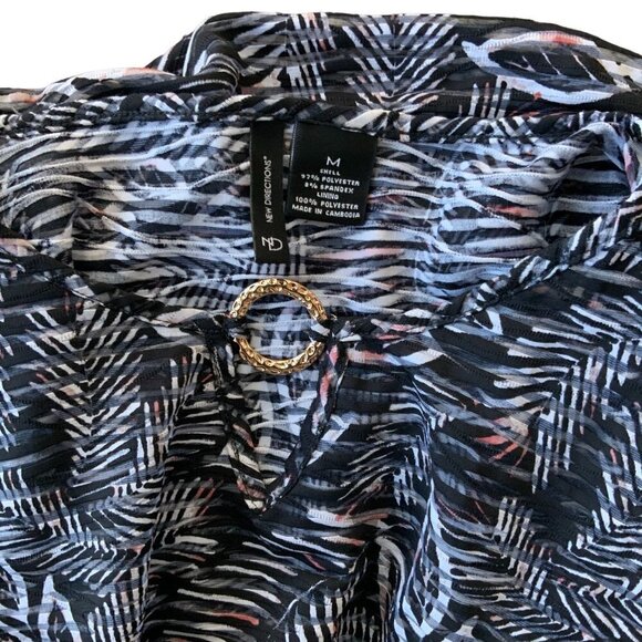 NEW DIRECTIONS 2 PIECE TOP M BLACK MULTI COLORS ABSTRACT POLY BLEND OFFICE WEAR - Picture 3 of 13